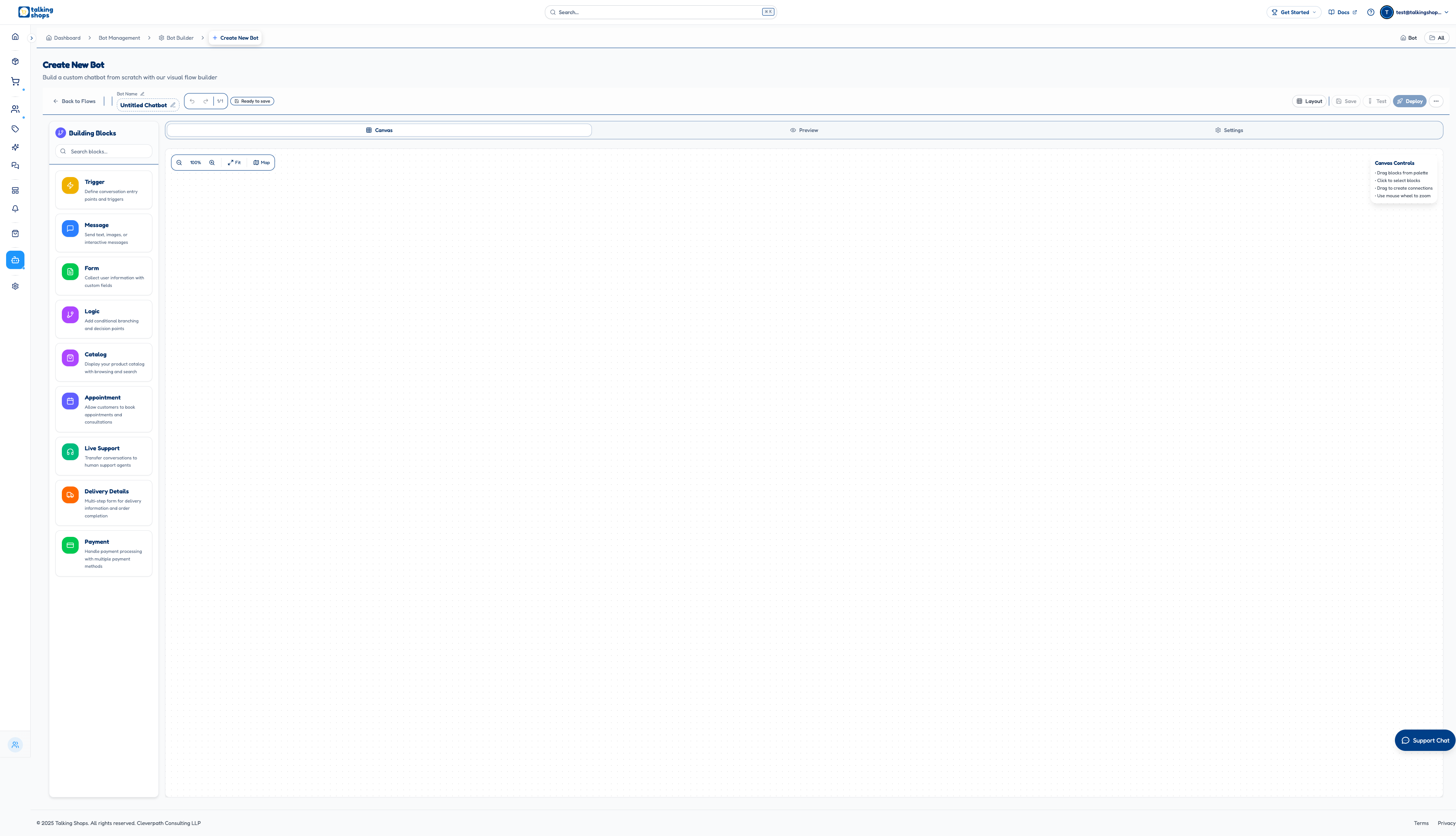 Empty Canvas for New Bot